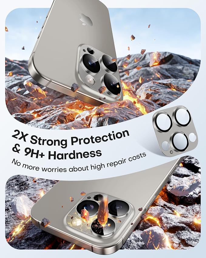 TAURI 2 Pack for iPhone 16 Pro Max/16 Pro Camera Lens Protector, Natural | Full Coverage Military-Grade Shatterproof, Upgrade AR Anti-Reflection Ultra Clear Transmission & Case Friendly - Image 3