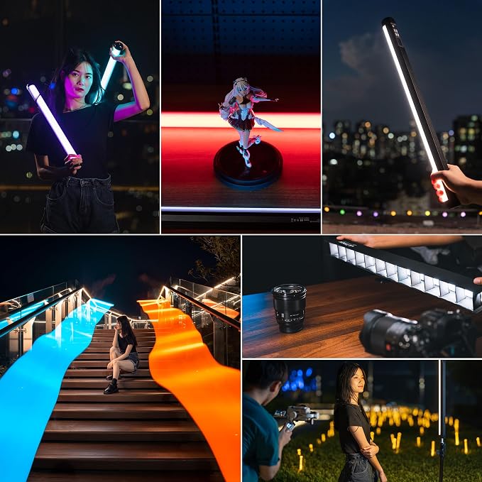 VILTROX K60 RGB LED Light Wand, Handheld 360° RGB LED Video Light Stick for Photography with APP Control, 2500K-8500K Dimmable, CRI97+, 2200mAh Rechargeable Battery,26 Light Scenes,LCD Display - Image 8