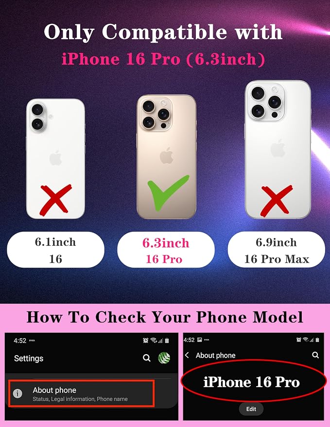 for iPhone 16 Pro Case - Women Cute Phone Cover Girly Pretty Fancy Unique Aesthetic Design Slide Camera Cover Protective Case for Apple for iPhone 16 Pro,Sun and Moon - Image 2