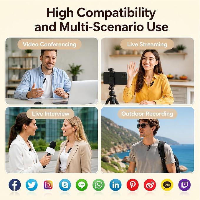 Wireless Lavalier Microphone for iPhone Android, 2Pcs Mini Mic, Plug & Play | Noise Cancelling, 64dB Adaptive, 0.35oz Featherweight, 65ft Range, 6H Battery, for Content Creators Vlogging, YouTube, TikTok - Image 6