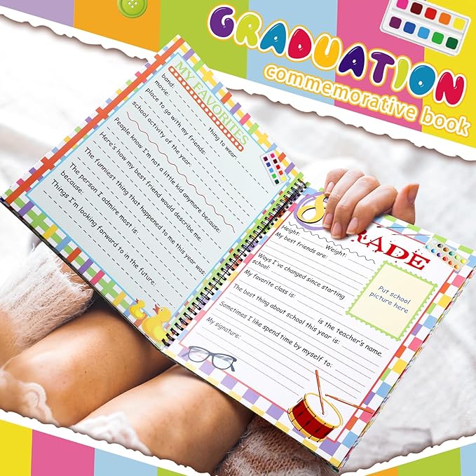 Motipuns School Memory Book Photo Album for Kids, Polka Dots | School Years Keepsake Book Album Scrapbook from Preschool Through 12th Grade with 14 Pocket for Storage Portfolio Pictures - Image 6