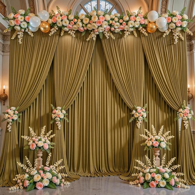 Brown Backdrop Curtains-Wrinkle-Free Polyester Photography Drapes Party Curtain Background for Baby Shower Wedding Decorations- 32 X10FT (Brown) - Image 4