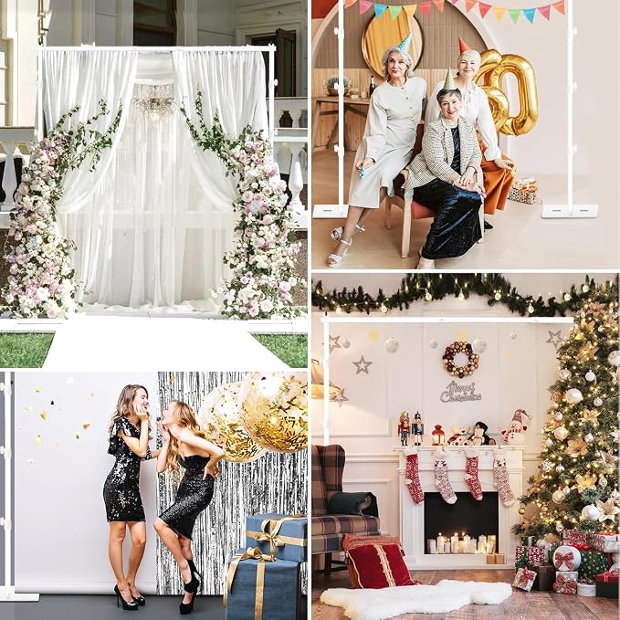 EMART Backdrop Stand 8.5x10ft Adjustable Photo Background Support Poles | White back drop stand with Heavy Duty Flat Base, Photo Metal Steel Pipe and Drape Frame Kit for Parties Birthday Wedding - Image 6