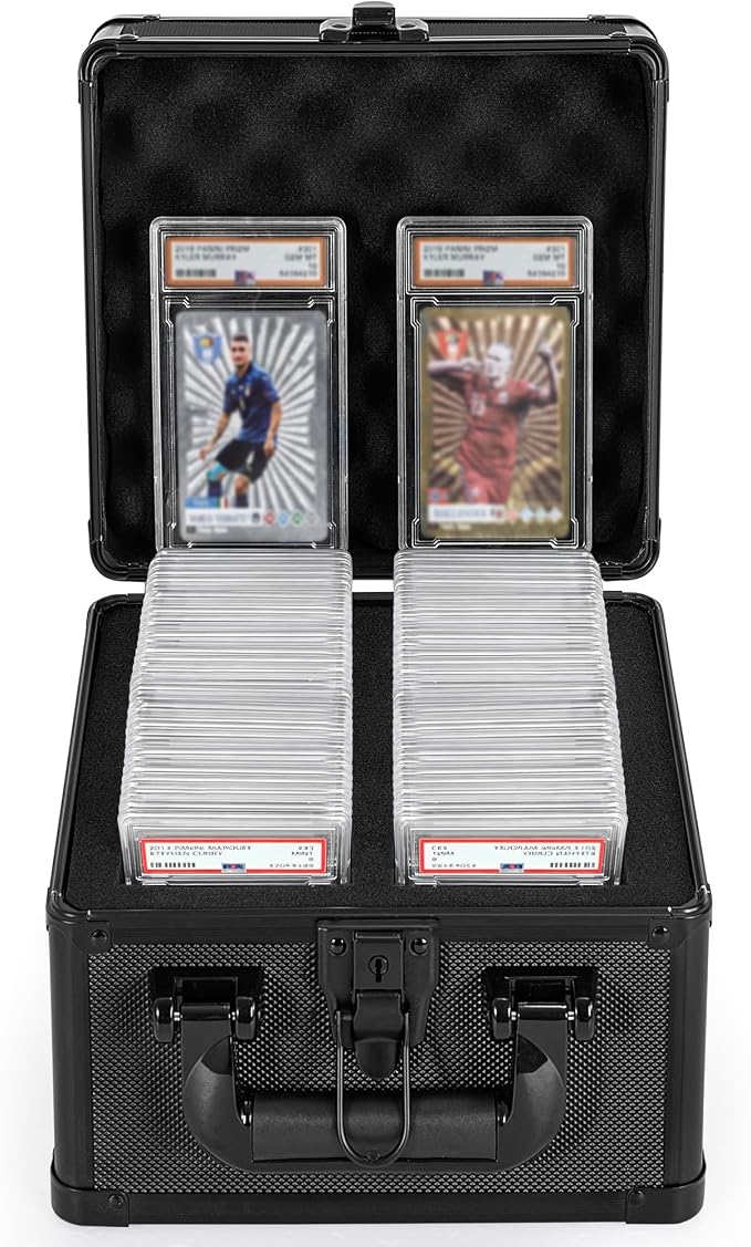Graded Card Case, Storage Organizer Box for Sports Trading Card Slab Holder | Protable Aluminum Alloy Graded Card Storage Box Compatible with 60+ Card Slabs, Sports Trading Card Case Fits PSA, CSG, BGS by OUUTMEE