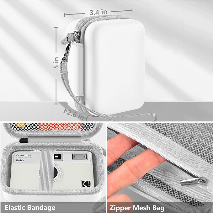 Leayjeen Hard EVA Case for KODAK EKTAR H35 H35N Film Camera - White | Compatible with KODAK Ultra F9/M35/M38/RETO/Paper Shoot 35mm Camera, EVA Hard Shell, Fits Film Rolls (Case Only) - Image 5