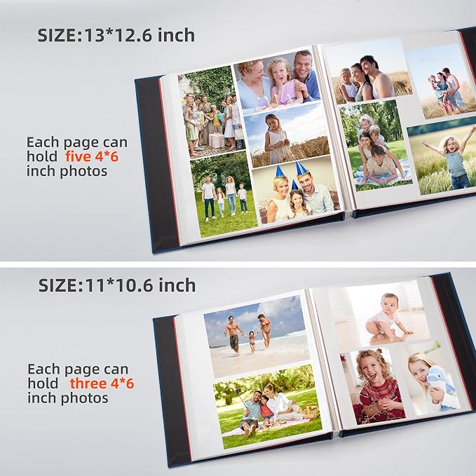 HoneyTolly Large Photo Album Self Adhesive, DIY Scrapbook Album for 4x6 8x10 10x12 Pictures, 60 Pages Linen Cover Memory Book, Ideal Gift for Family Wedding Baby Christmas Anniversary(Blue) - Image 5