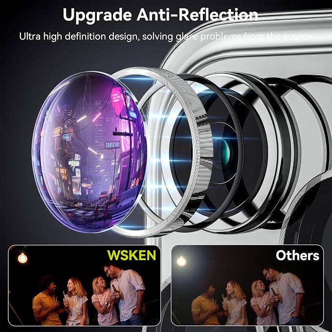 WSKEN for iPhone 15 Pro/iPhone 15 Pro Max Camera Lens Protector,[Keep Original Shooting] Shatterproof 9H Tempered Glass Camera Screen Protector Metal Ring Cover Film Accessories,Silver Titanium - Image 2