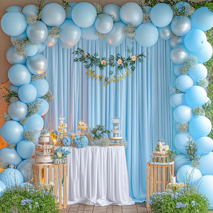 Blue Backdrop Curtains 10 Panels - Wrinkle-Free Light Blue Curtains Polyester Photography Drapes Photo Background for Baby Shower Birthday Party Decorations- 40 X10FT - Image 7