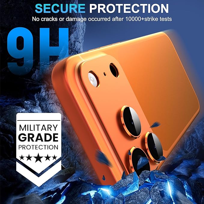 Suoman for iPhone 17 Pro Camera Lens Protector-Orange | [All-in-one Frosted] [Strong-Adhesion] Metal Frame Tempered Glass Camera Lens Cover - Image 5