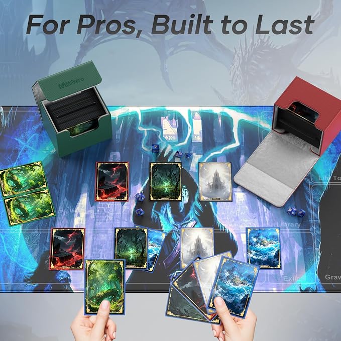 Mlikero Card Deck Box, Commander Deck Box Holds 100+ Double-Sleeved Cards with 2 Dividers, Leather Magnetic Closure Card Box Fit for MTG, TCG (Green) - Image 6