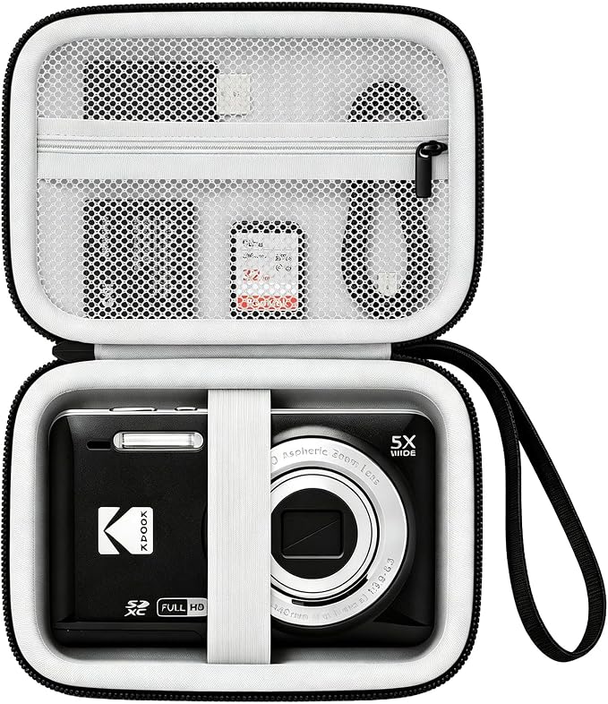 Camera Carrying Case for KODAK PIXPRO FZ55/ FZ45 Digital Camera | Camera Storage Case. Hard Protective Bag With Mesh Pocket Fits Batteries Cable Memory Card Card Reader, Black+ Grey by Unknown