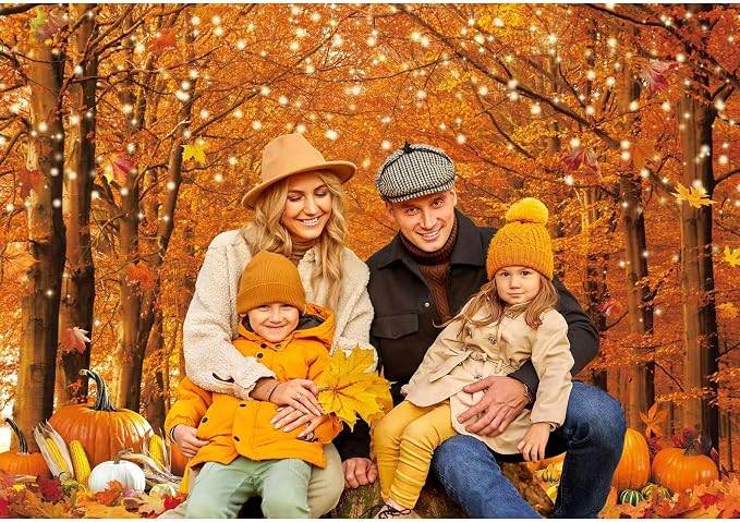 10x8FT Fall Photo Backdrop Maple Leaf Pumpkin for Photography Background Autumn Outdoor Party Decorations Fall Autumn Thanksgiving Day Photo Banner - Image 3