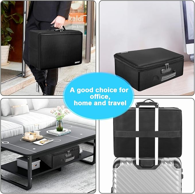 ENGPOW Fireproof Photo Storage Box with Lock,Photo Box Organizer with Divider＆Mesh Bag,Collapsible Portable Photo Storage Containers with Handle for Photos, Picture,Scrapbook,Art,Craft(Box Only) - Image 6