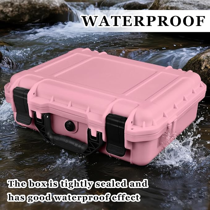 Relaxweex 1 Pcs Waterproof Hard Case with DIY Customizable Foam Insert Portable Protective Case with Knife for Camera Drones Equipments Tools Test Instruments(Pink,16.3 x 12.4 x 6.5 Inch) - Image 5