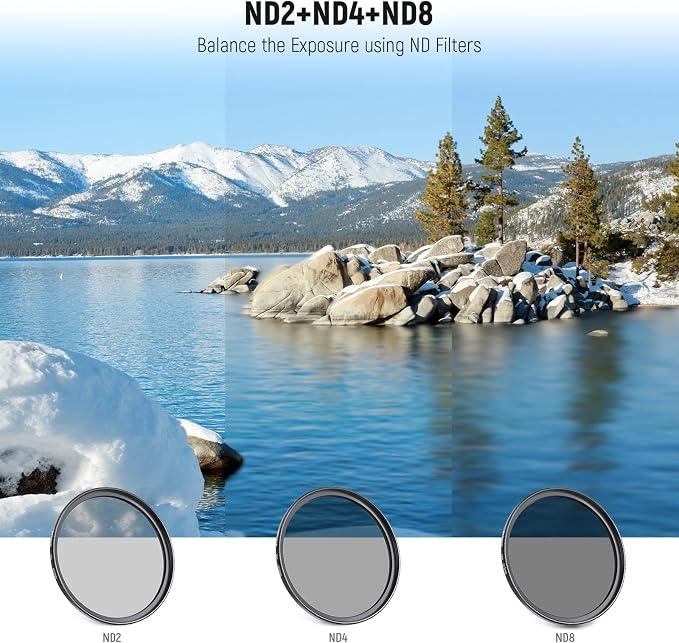 NEEWER 40.5mm ND Filter Pack and Lens Accessories, ND2 ND4 ND8 UV FLD CPL Filter Kit with Lens Cap - Image 2
