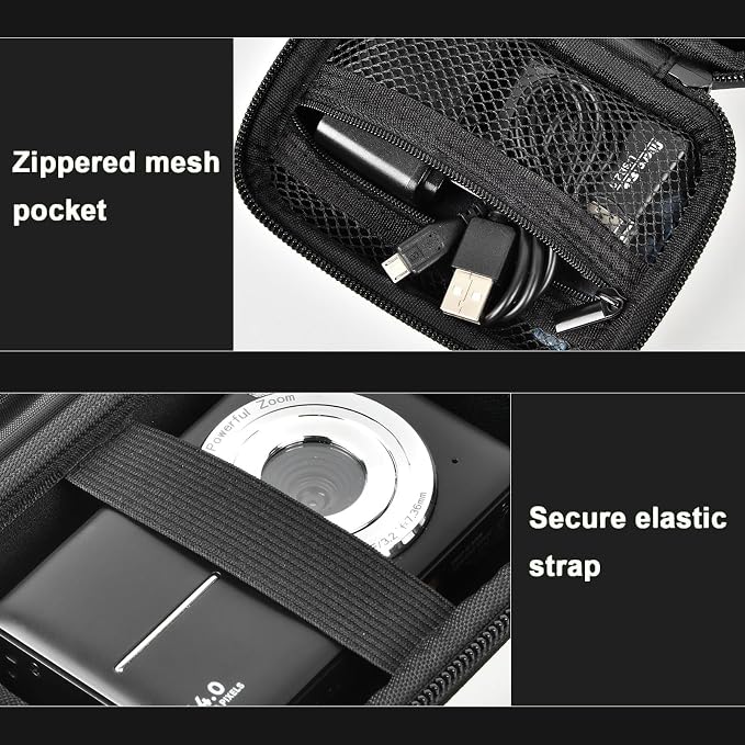ALKOO Digital Camera Case for CAMKORY, Camera Pouch for KODAK Pixpro -Black | for Lecran/for VAHOIALD Point and Shoot Camera, Hard Carrying Case with Mesh Pocket, Compact for Vlogging, Travel and Storage - Image 4