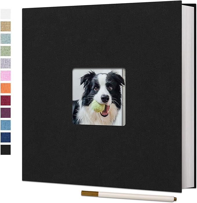 Vienrose Large Photo Album Self Adhesive for 4x6 8x10 10x12 Pictures Linen Scrapbook Album DIY 40 Blank Pages with A Metallic Pen | Linen Cover, Scrapbook, Fits 4X6 8X10 10X12 Pictures, Metallic Pen, Diy by Vienrose