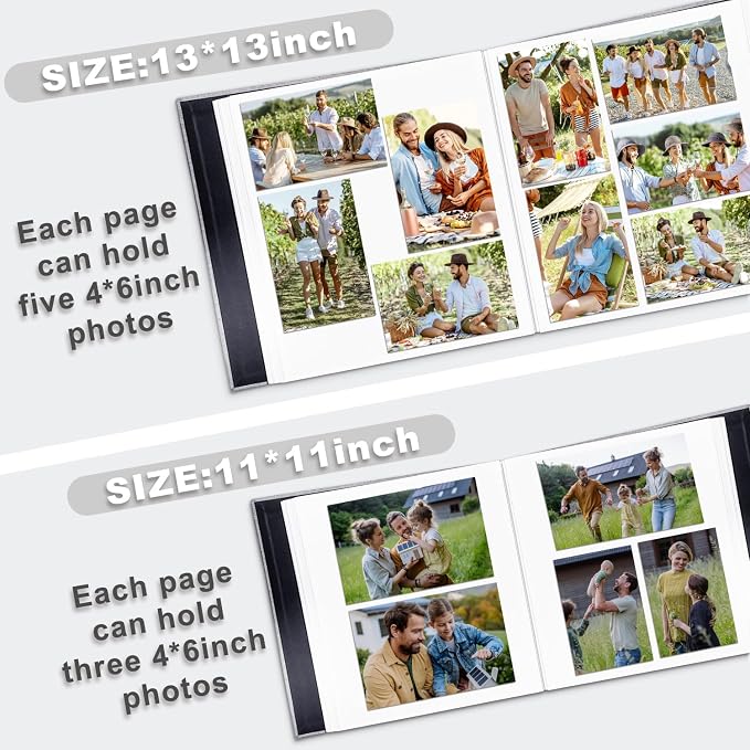 Large Photo Album Self Adhesive, DIY Scrapbook Album for 4x6 8x10 Pictures, 40 Pages Light Grey Linen Cover Memory Book, Ideal Gift for Family Travel Wedding Baby Christmas Anniversary - Image 5