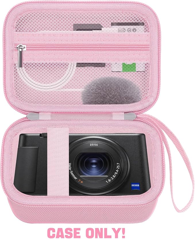 Hard Camera Case for Sony ZV-1/ ZV-1F/ ZV-1 II Digital Vlog Camera, Pink | Protective Carrying Bag, Shockproof EVA Shell, Accessory Storage Zip Pocket, Compact Portable, Travel & Photography Use - Image 4