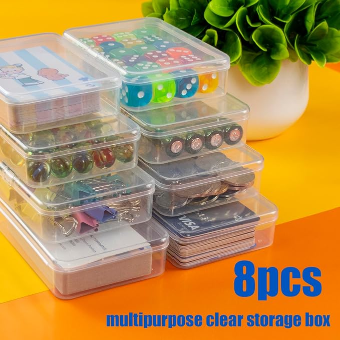 JINUPHION 8 Pcs Playing Card Case, Small Clear Box, Plastic Deck Box, Card Deck Holder, Game Card Storage Organizer (8 pcs Standard) (No Cards) - Image 9