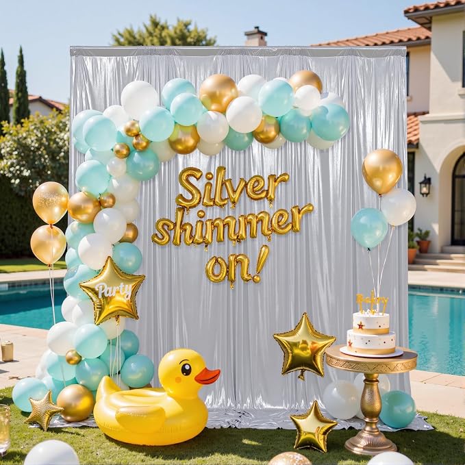 30x10FT Silver Sequin Backdrop Curtain for Party - 6 Panels 5x10FT Wrinkle-Free Shimmer Drapes for Birthday, Wedding, Christmas, Decorations & Photography - Image 5