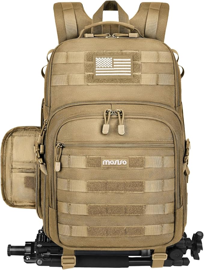 MOSISO Camera Backpack, DSLR/SLR/Mirrorless Tactical Camera Bag Case | Photography Bag with Laptop Compartment Compatible with Canon/Nikon/Sony, Khaki by MOSISO