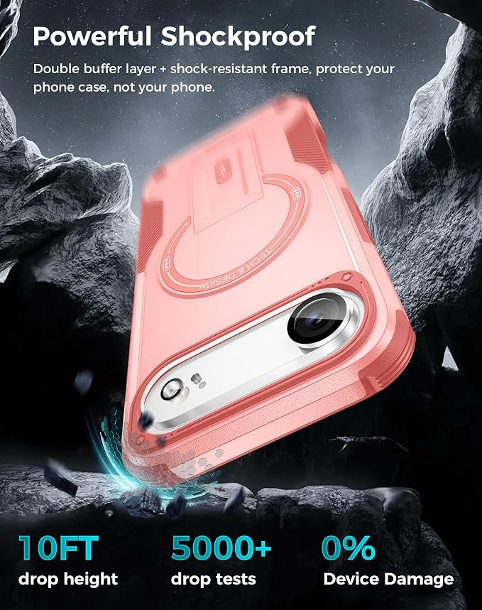 Goton 3 in 1 for iPhone Air Case with Privacy Screen Protector Pink | Glass Camera Lens Protector,Compatible for MagSafe,Invisible Kickstand, Shockproof Phone Cover for iPhone 17air - Image 4