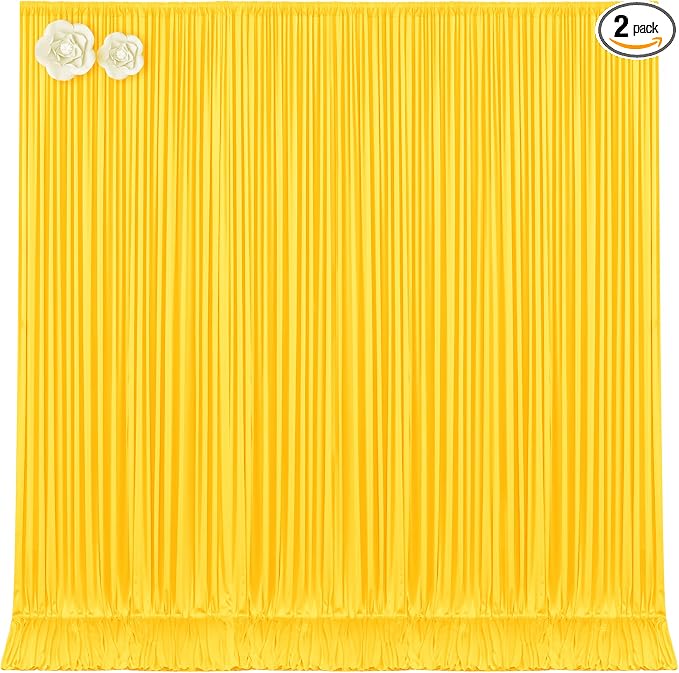 10x12 Yellow Backdrop Curtains for Wedding Party Wrinkle Free Backdrops Curtain Drapes Fabric Decorations Photo Back Drop Cloth for Baby Shower Photography Stage Reception 5ft x 12ft,2 Panels by Tao-GePartyDecorations