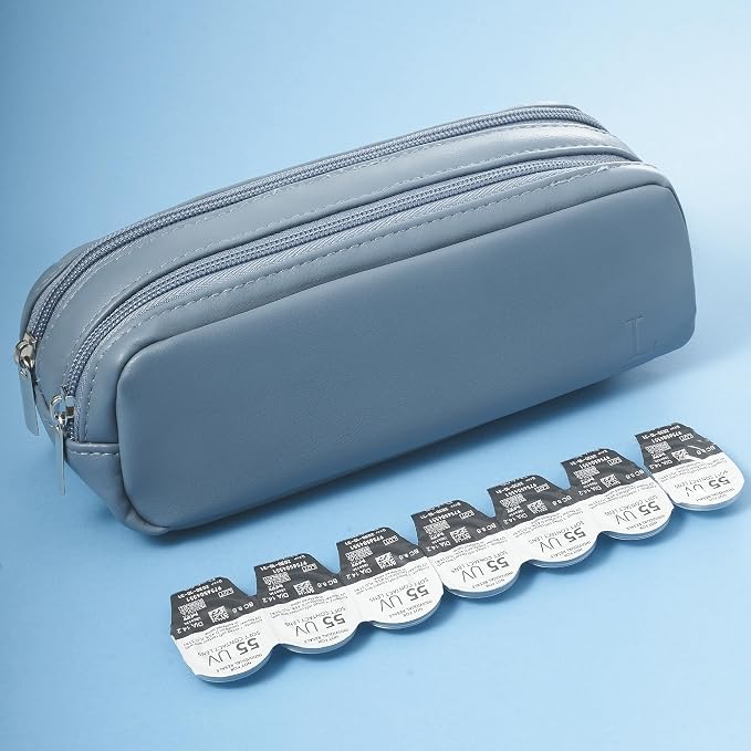 Portable Daily Contact Lens Case Organizer, Traveling Contact Cases Bag with Clearly Labeled R & L, Water-Resistant Disposable Contact Lens Dispenser, Storage up to 60 lenses(Blue) - Image 3