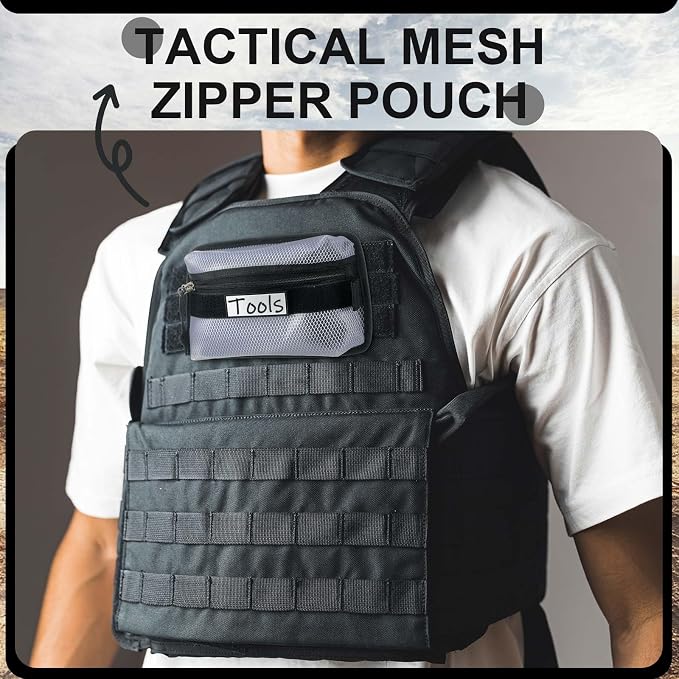 Aliceset 2 Pcs Tactical Pouch Admin Pouch Tactical Bag Insert Panel Organizer with Writable Patches, Molle Panel Accessories Utility Storage Pocket Accessories(Black, White,Classic Style) - Image 5