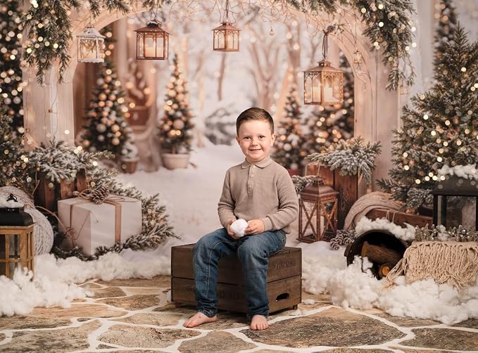 Kate Christmas Arch Door Backdrops Winter White Snow Land Photo Background Party Supplies Stduio Props, 7x5ft - Image 3