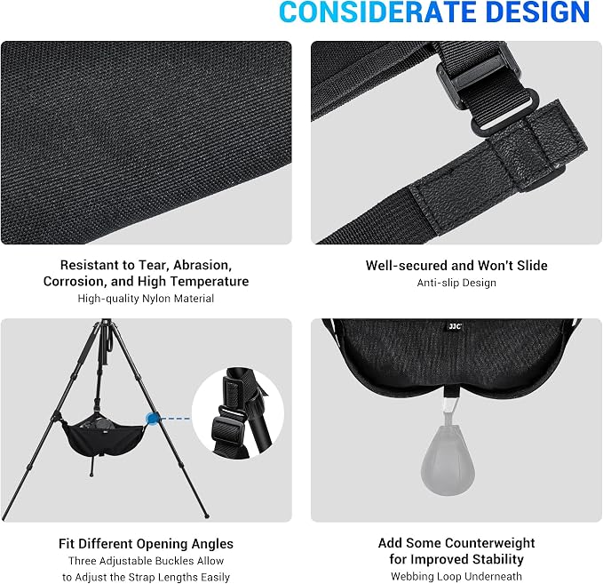 JJC Tripod Weights Stone Bag, Heavy Duty Weighted Sand Bags for Tripod Easel Light Stand Photography Astrophotography Paintings, Tripods Rock Bag with Adjustable Buckles & 9 Extra Pockets - Image 3