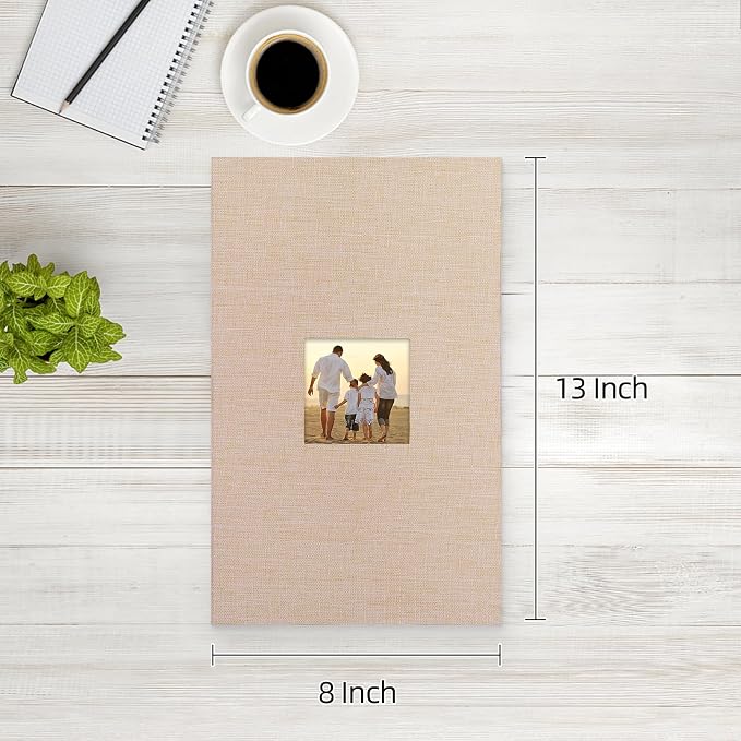 potricher Photo Album 4x6 Pictures, 300 Pockets, Linen Cover, Beige | Linen Cover, Front Window, Large Capacity 4x6 Picture Albums, Photo Book for Family, Wedding, Anniversary, Baby, Keepsake - Image 2