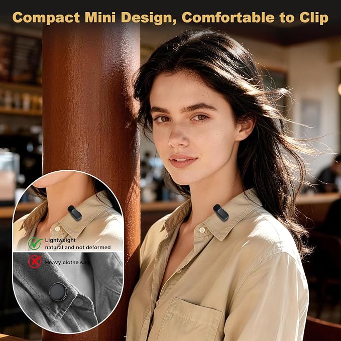 Wireless Lavalier Mini Microphone for iPhone ipad Android | 30H Long Battery Life, Noise Cancellation, Plug & Play for Vlogging, Video Recording, Podcast, YouTube, TikTok - Image 3