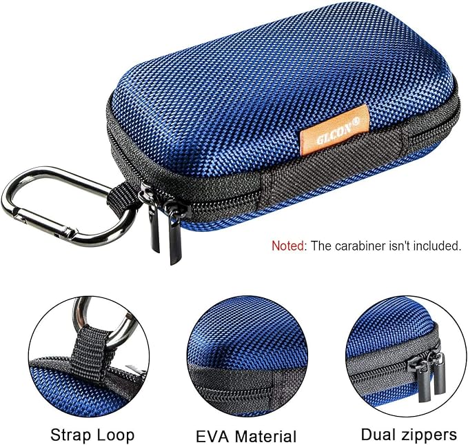 Blue Rectangle Small EVA Case, Lightweight Hard Shell Zipper Pouch | Mesh Inner Pocket, Universal Bag for Wired Bluetooth Headset, Charger, Durable Exterior, Portable - Image 2
