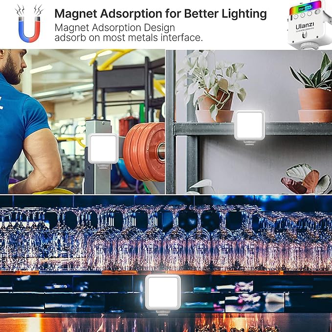 ULANZI VL49 RGB Video Lights White, LED Camera Light 360° Full Color Portable Photography Lighting w 3 Cold Shoe, 2000mAh Rechargeable CRI 95+ 2500-9000K Lamp Support Magnetic Attraction - Image 4