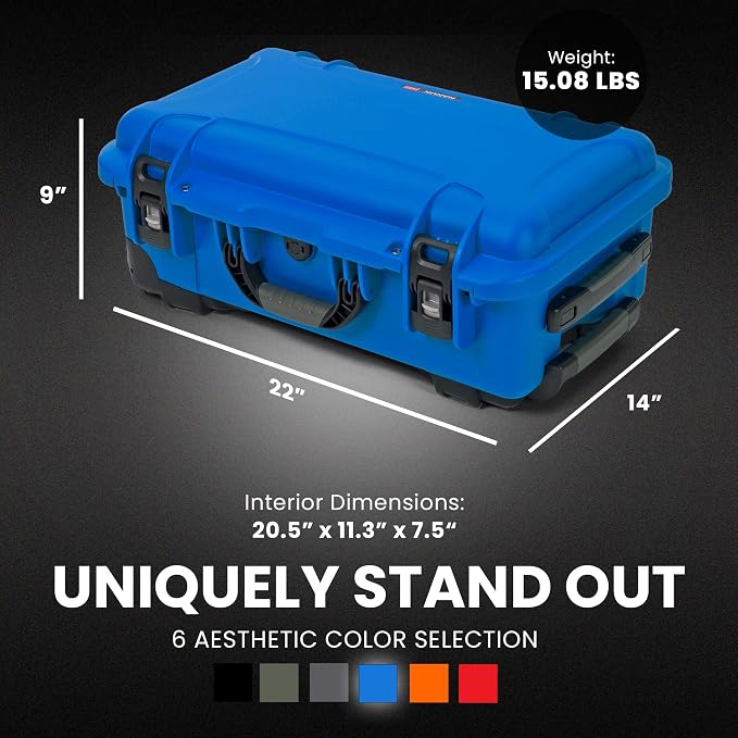 NANUK 935 Hard Case with Cubed Foam and Lid Organizer for Camera & Lenses – Waterproof Protective Equipment Case with Wheels, 22” x 14” x 9” – Dustproof, Carry-On Approved for Most Airlines – Blue - Image 5