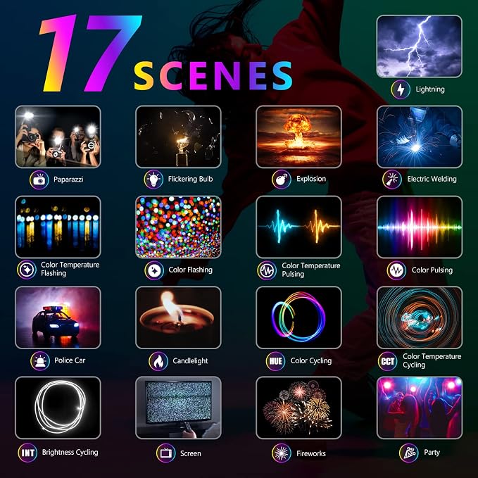 NEEWER RGB168 18.3" RGB LED Video Panel Light with App Control | Bluetooth, 2 Pack Tripod Stand Kit, 60W, 360° Full Color, 2500K-8500K, CRI97+, for Studio Photography YouTube Game Streaming - Image 7