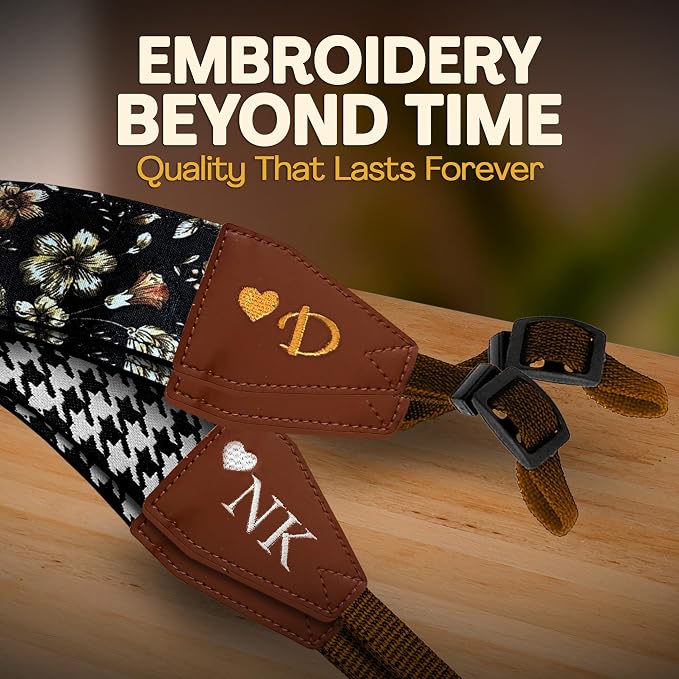 Art Tribute Camera Strap Personalized With Name | Shoulder, Crossbody & Neck, Fits All Cameras, Canon Nikon Sony Fujifilm, Padded Strap, Quick Release & Leather Ends - Image 5