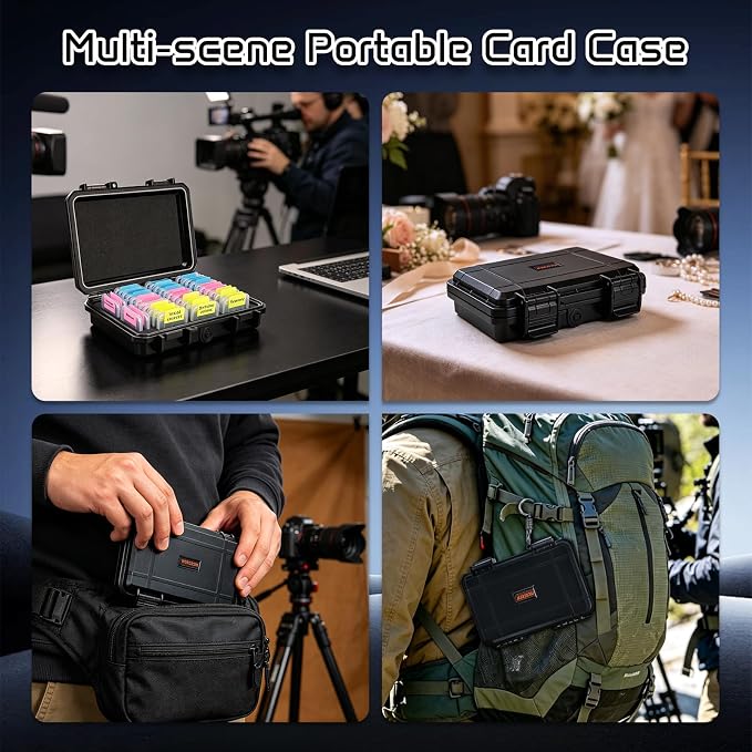37-Slot SD Card Holder, Water-Resistant Camera Memory Card Case | SD Card Organizer with 37 Transparent Cases and 60 Visual Notes, Anti-Shock Storage for Cards - Image 7