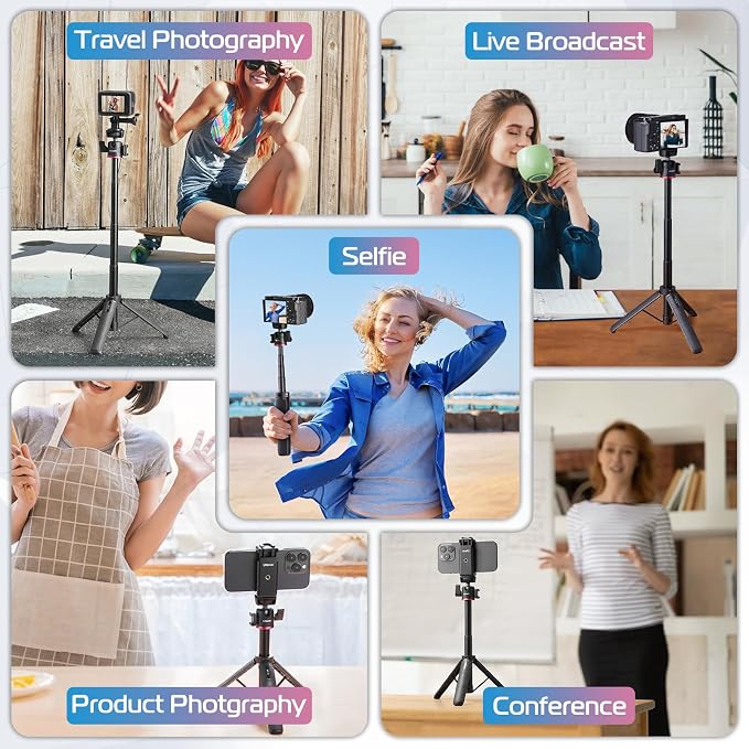 ULANZI MT-73 Extension Pole Tripod, Mini Selfie Stick Tripod Stand Handle Grip for Webcam Canon G7X Mark III Sony ZV-1 RX100 VII A6400 A6600 Cameras Vlogging | with Cold Shoe, Selfie Stick Tripod Handle Grip for iPhone/Android Sony/Canon/Nikon/Fujifilm... - Image 8
