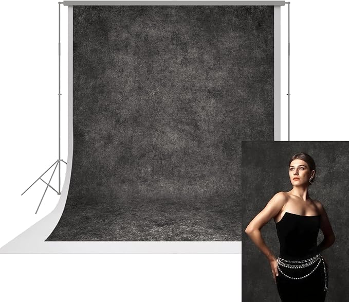 UrcTepics 6×8 ft Dark Grey Fabric Photo Backdrops, Classic Abstract Texture Backdrop for Headshots and Portraits, Vintage Photography Background for Studio and Events. by UrcTepics