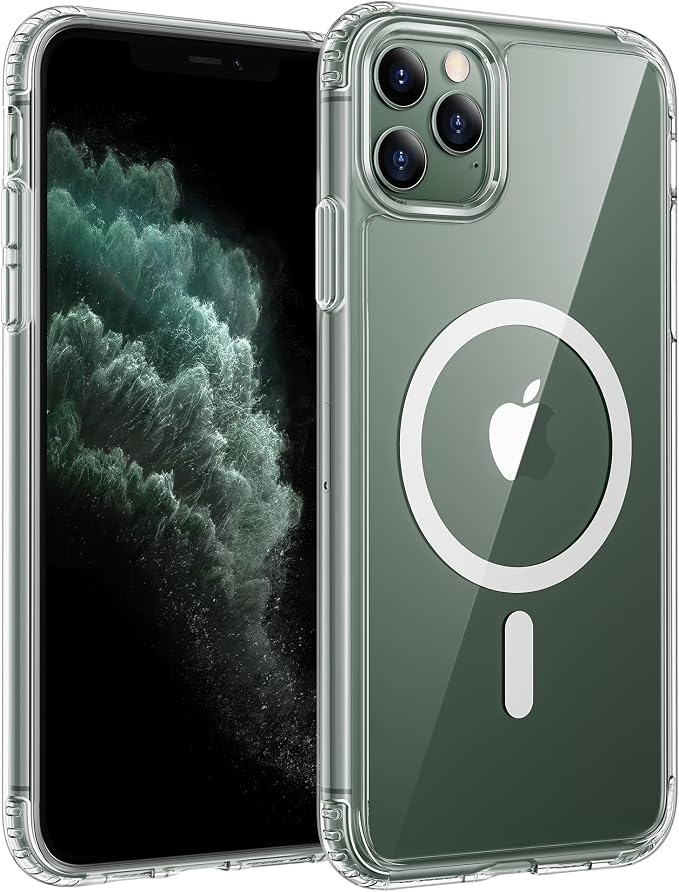 FNTCASE for iPhone 11 Pro Case, Fit for Magsafe, Clear Anti Yellowing | Magnetic Phone Cases, 14FT Military Grade Drop Protection, Slim Shockproof Protective Cover, Transparent by FNTCASE
