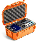 Evergreen Dry Box Tech Organizer – For Camera, Cables, Hard Drives, Memory Cards, Keys, Compatible with GoPro, Airtags (Large, PROFoam, Orange) by EvergreenCases