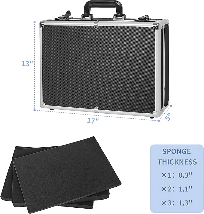 17 Inch Hard Shell Carrying Case | Ideal for Wireless Mic System Storage & Camera Gear Transportation with Customizable Pre-Diced DIY Foam - Image 3