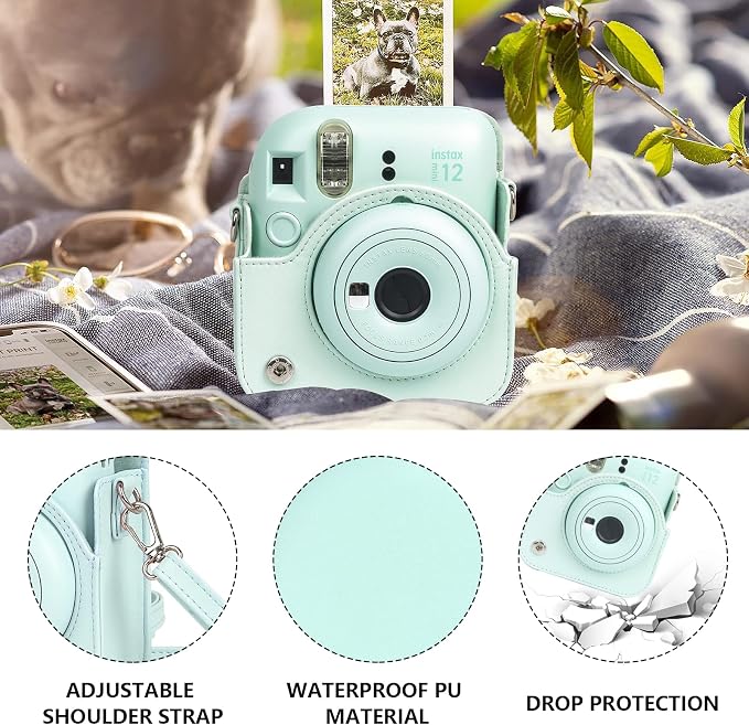 CAIYOULE Camera Case for Fujifilm Instax Mini 12 Instant Film Camera | Protective Camera Case, Camera Crossbody Bag for Fuji Mini 12 with Photo Album, Adjustable Shoulder Strap, Mint Green - Image 3