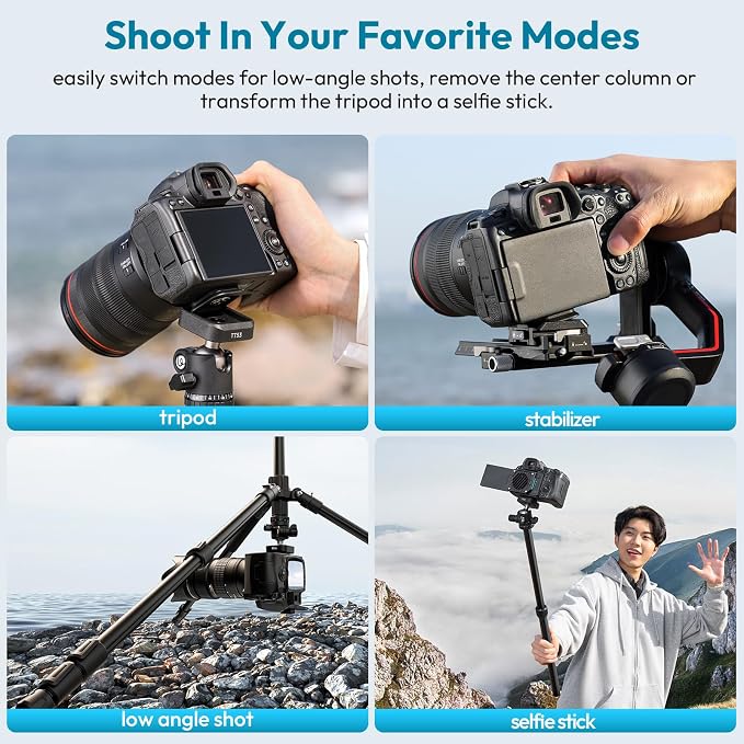 ULANZI TT53 Camera Tripod, 70.8” Travel Tripod for DSLR/Phone, Heavy Duty Fold Portable Stand with 360° Ball Head UKA Quick Release Plate, Lightweight Compact for Photography Vlogging Video Shooting - Image 8