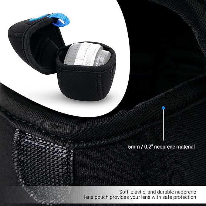 JJC Small Neoprene Camera Lens Pouch Case, Fits Lens up to 2.4 x 1.6inches | Water-Resistnat, Fold Over Closure, Compatible with Canon EF-M 22mm f/2, Sony E PZ 16-50mm f/3.5-5.6, Fujifilm XF27 f/2.8 - Image 3