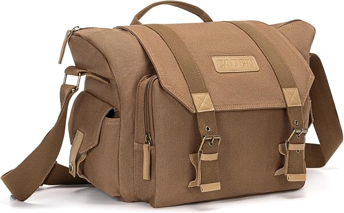 CADeN Camera Bag Case Canvas Compatible for Nikon, Canon, Sony DSLR/SLR Mirrorless Camera with Tripod Holder, Camera Shoulder Messenger Bag for Men/Women (1.0 Brown) by CADeN