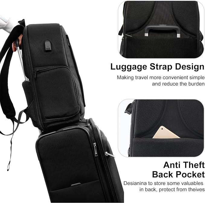 CADeN Camera Backpack Bag for DSLR/SLR Mirrorless Camera Waterproof with 15.6 inch Laptop Compartment, USB Charging Port, Tripod Holder, Rain Cover, Camera Case Compatible for Sony Canon Nikon Black L - Image 7